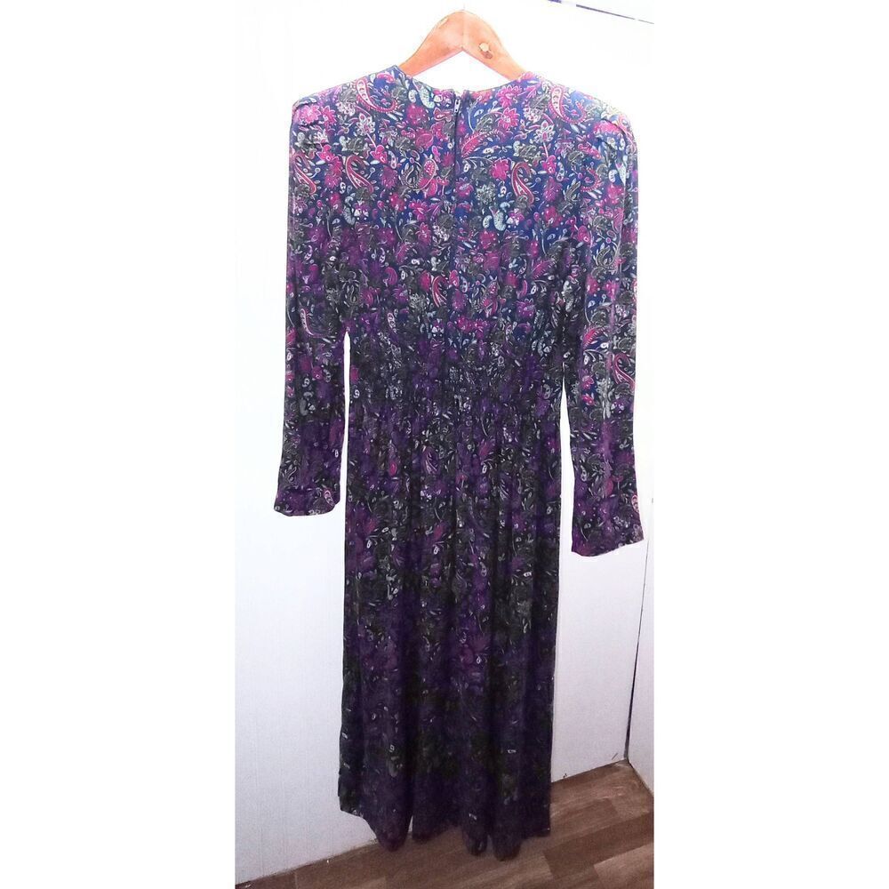 Vintage' 80s Karin Stevens petites Paisley long dress, granny core, cottage core - Picture 6 of 10